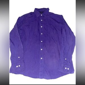 Claiborne 80's 2-Ply Men Striped Long Sleeve Button-Up Shirt Multicolor Size XL